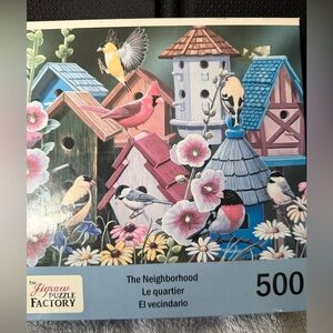 The Jigsaw Puzzle Factory, “The Neighborhood“ 500 Pieces Birds and Bird Houses